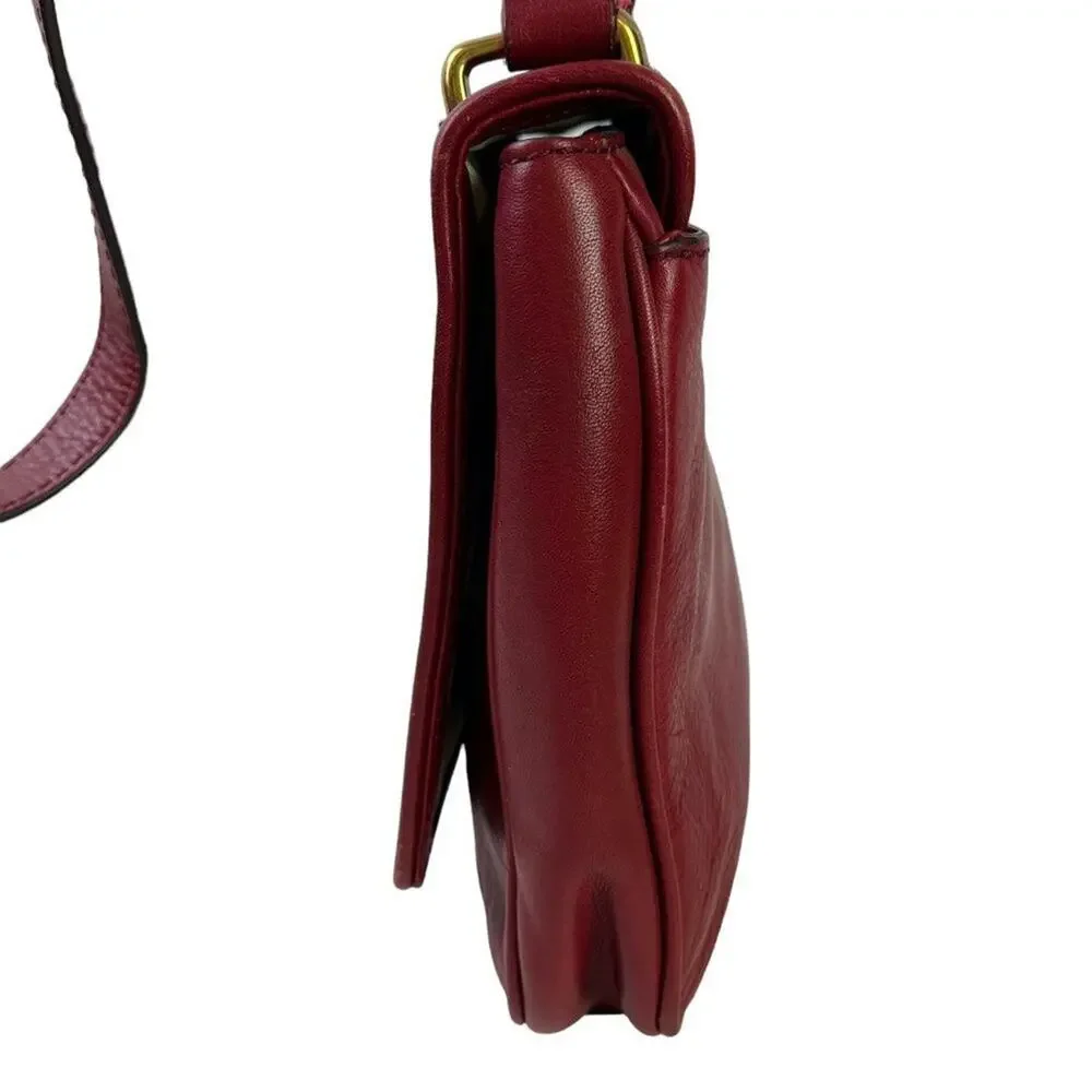 Fossil Womens Red Calf Hair Fur Crossbody Genuine Leather Purse Shoulder Bag